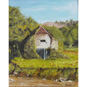 La grange abandonnée route de Sauvelade à Vieillesegur. Peinture au couteau de Jean-Claude SELLES BROTONS